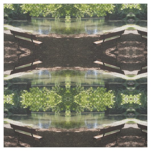 Bench in Park, Mirror Pattern, Fabric Stof (Swatch)