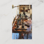 Bench in tandheelkundig laboratorium visitekaartje (Achterkant)