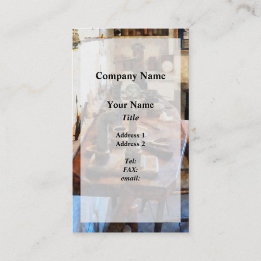 Bench in tandheelkundig laboratorium visitekaartje (Voorkant)