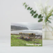 Bench kijkt over de oceaan in Yachats, Oregon Briefkaart (Staand voorkant)