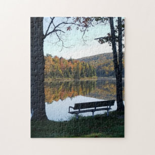 Bench met een herfst Uitzicht Alberta Michigan Legpuzzel