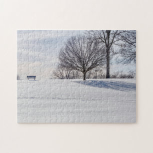 Bench on Snow Covered Hill Legpuzzel