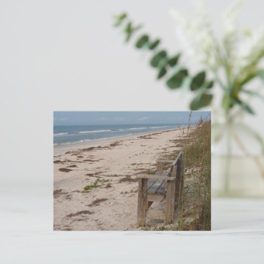 Bench op de strand briefkaart (Staand voorkant)