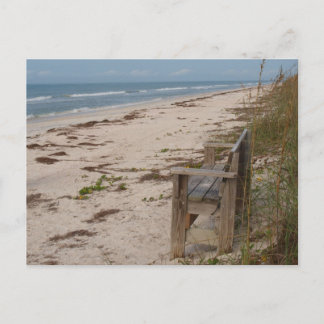 Bench op de strand briefkaart