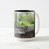 Bench op het pad bij het Parkermeer Tweekleurige Koffiemok (Voorkant rechts)