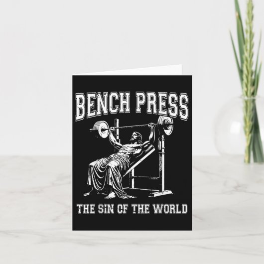Bench Press De zonde van de wereld Grappig Jesus G Kaart (Voorkant)