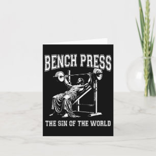 Bench Press De zonde van de wereld Grappig Jesus G Kaart