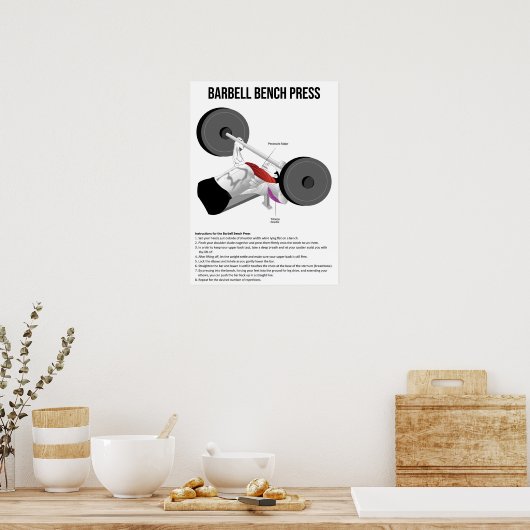 Bench Press - Exercise - Muscle Anatomy Chart Poster (Keuken)