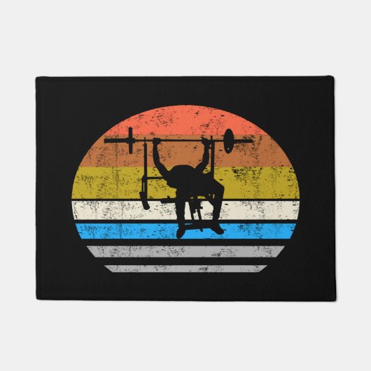 bench press strength training retro vintage gift deurmat (Voorkant)