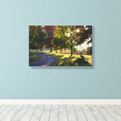 Bench & Sunbeams 17x11,75 inch Canvas Afdruk (Insitu (Houten vloer))