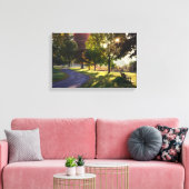 Bench & Sunbeams 17x11,75 inch Canvas Afdruk (Insitu (Woonkamer))