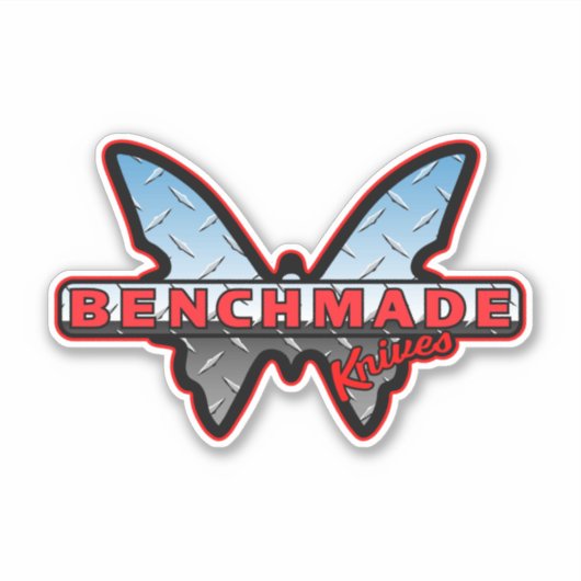 Benchmade Knives 80's Retro Chrome Butterfly Sticker (Voorkant)
