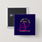  "Bend It Like 2025" Yoga Cat Vierkante Button 5,1 Cm (Voorkant /achterkant)