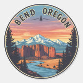 Bend Oregon Coast Travel Briefkaart Ronde Sticker (Voorkant)