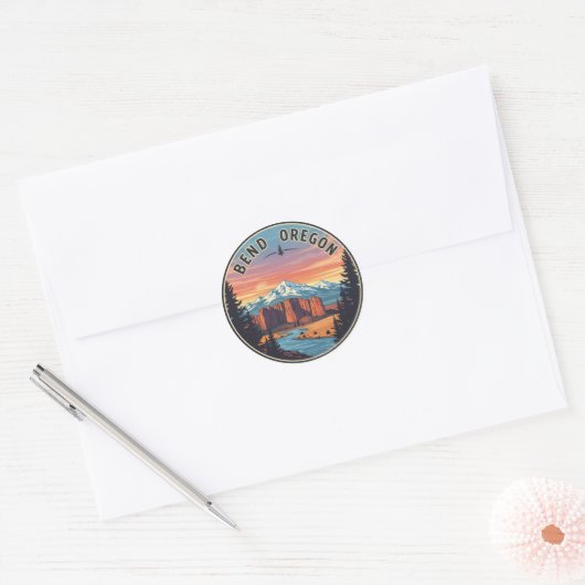 Bend Oregon Coast Travel Briefkaart Ronde Sticker (Envelop)
