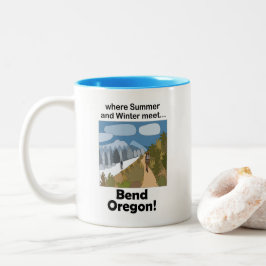 Bend Oregon Dubbel Seizoen Vibe Weekenduitstap Tweekleurige Koffiemok