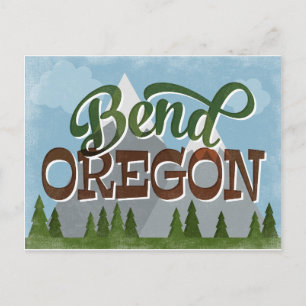 Bend Oregon Fun Retro Snowy Mountains Briefkaart