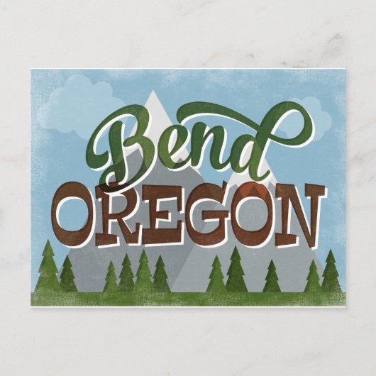 Bend Oregon Fun Retro Snowy Mountains Briefkaart (Voorkant)