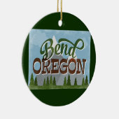 Bend Oregon Fun Retro Snowy Mountains Keramisch Ornament (Rechts)