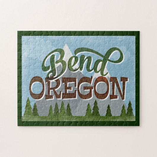 Bend Oregon Fun Retro Snowy Mountains Legpuzzel (Horizontaal)