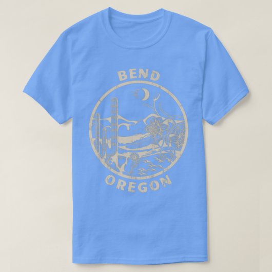 Bend Oregon Linocut Verdrietige woestijn Illustrat T-shirt (Design voorkant)