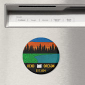 Bend Oregon Mountain Retro Souvenir Magneet (Insitu (Vaatwasser))