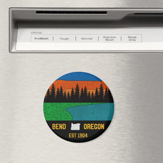 Bend Oregon Mountain Retro Souvenir Magneet (Insitu (Vaatwasser))