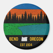 Bend Oregon Mountain Retro Souvenir Magneet (Voorkant)