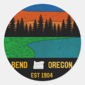 Bend Oregon Mountain Retro Souvenir Ronde Sticker (Voorkant)