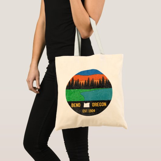  Bend Oregon Mountain Retro Souvenir Tote Bag (Voorkant (product))