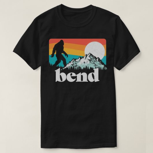 Bend Oregon Retro Bigfoot Mountains T-shirt (Design voorkant)