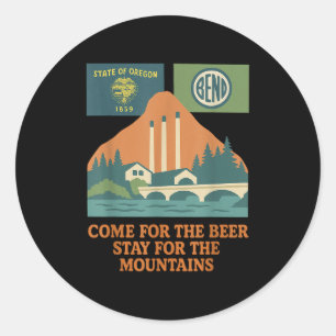 Bend Oregon Retro-vintage Bergen & Bier Voor Ronde Sticker
