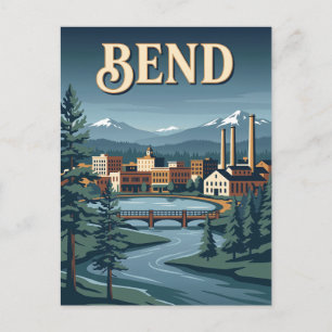 Bend Oregon Riverfront Retro Vintage Reisposter Briefkaart