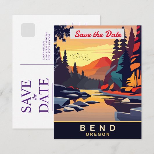 Bend, Oregon Save The Date (Voorkant / Achterkant)