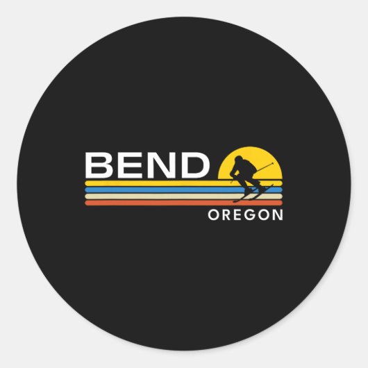 Bend Oregon Skiën Retro Souvenirs Ronde Sticker (Voorkant)