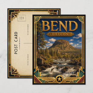 Bend Oregon Vintage Art Deco Gouden Tijdperk Briefkaart