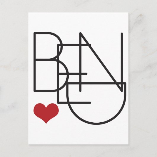 Bend Oregon Word Heart Logo Briefkaart (Voorkant)
