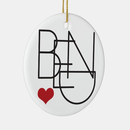 Bend Oregon Word Heart Logo Keramisch Ornament (Rechts)
