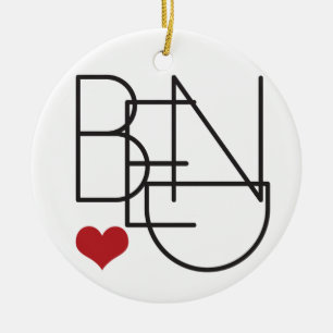 Bend Oregon Word Heart Logo Keramisch Ornament