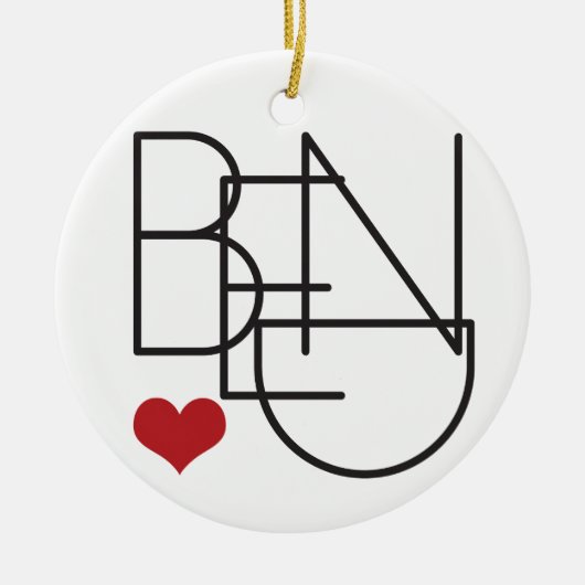 Bend Oregon Word Heart Logo Keramisch Ornament (Voorkant)