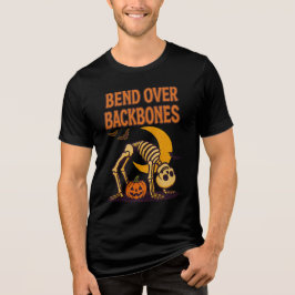Bend Over Backbones Funny Skeleton Yoga Halloween Tri-Blend Shirt