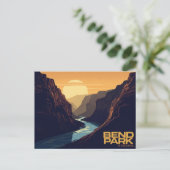 Bend Park Canyon Rivier Vintage Kunst Briefkaart (Staand voorkant)