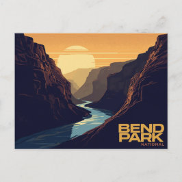 Bend Park Canyon Rivier Vintage Kunst Briefkaart