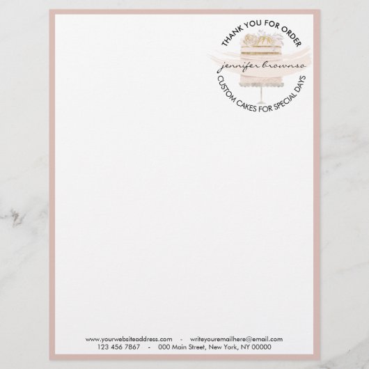 Bendemdag Elegant Bakery Cake Order Form Flyer (Achterkant)