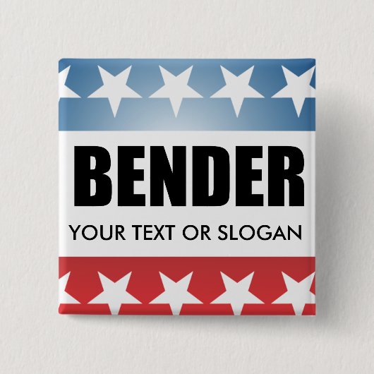 BENDER 2010 VIERKANTE BUTTON 5,1 CM (Voorkant)