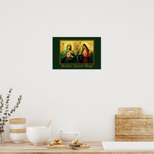 Bendicion del Hogar Jesus & Virgen Spaans Poster (Keuken)