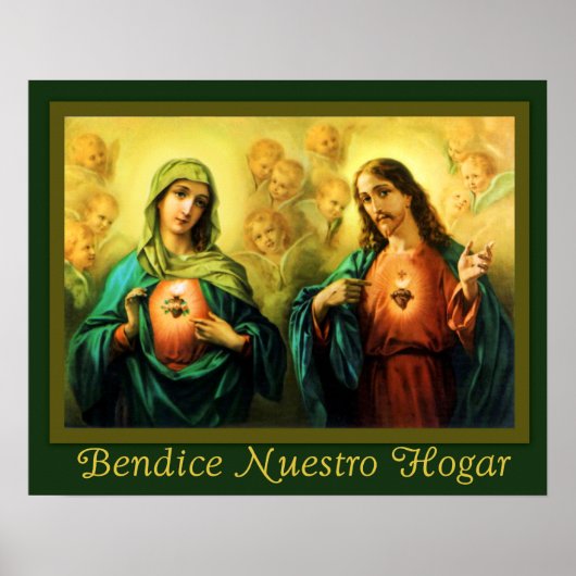 Bendicion del Hogar Sagrado e Inmaculado Corazon Poster (Voorkant)