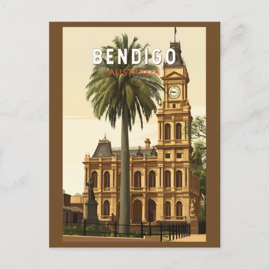 Bendigo Australia Travel Art Vintage Briefkaart (Voorkant)