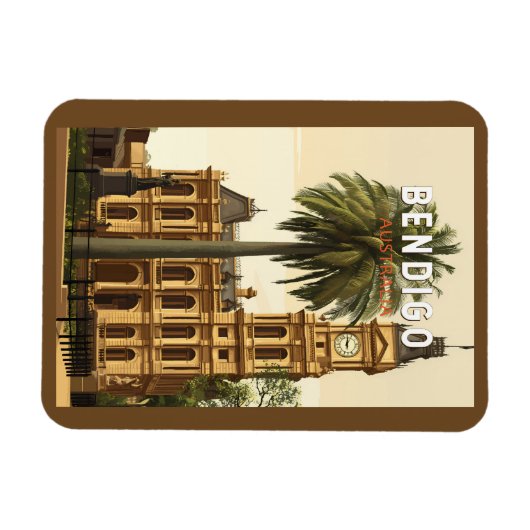 Bendigo Australia Travel Art Vintage Magneet (Horizontaal)