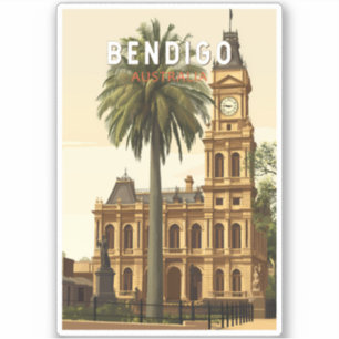 Bendigo Australia Travel Art Vintage Sticker